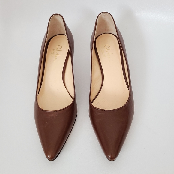 Cole Haan Brown Leather Pointed Toe Kitten Heels - Picture 8 of 8